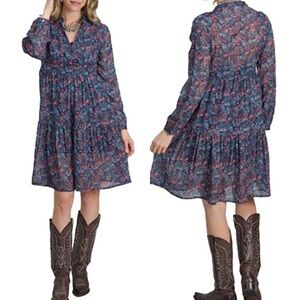 ROPER WOMEN'S FLORAL PRINT LONG SLEEVE MINI DRESS small